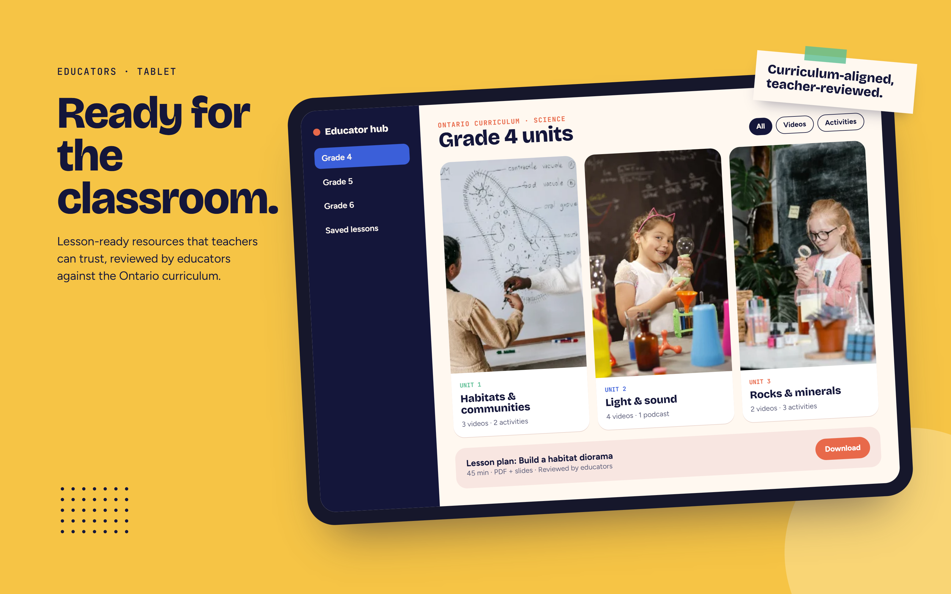 TVO Kids Science educator hub on a tablet