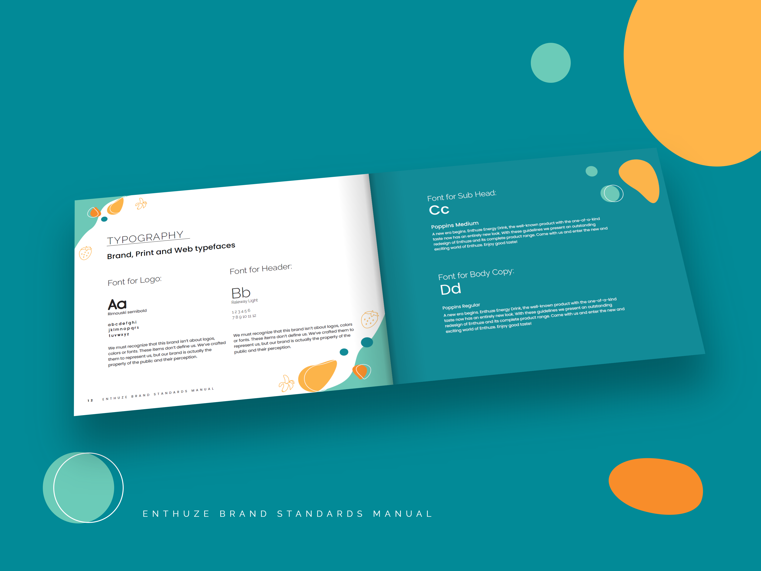 Enthuze brand standards manual: typography spread