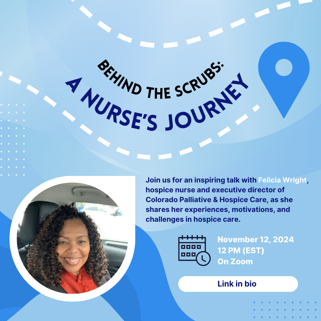 Instagram event post: Behind the Scrubs, a nurse’s journey, with a speaker photo, date and Zoom details
